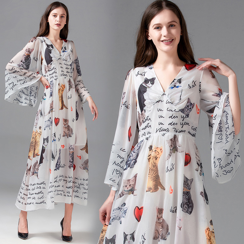 white flowy dress with sleeves