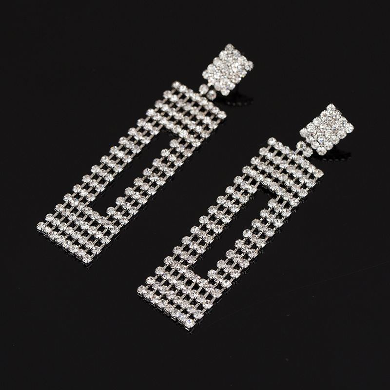 

Wind Exaggeration Rectangle Earrings Eardrop Crystal Earring