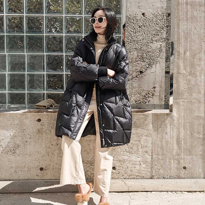 

White Duck Down Jacket Women Winter Coat Women Oversized Down Coat Puffer Jacket Warm Parka Chaqueta Mujer 1839 YY1411, Black