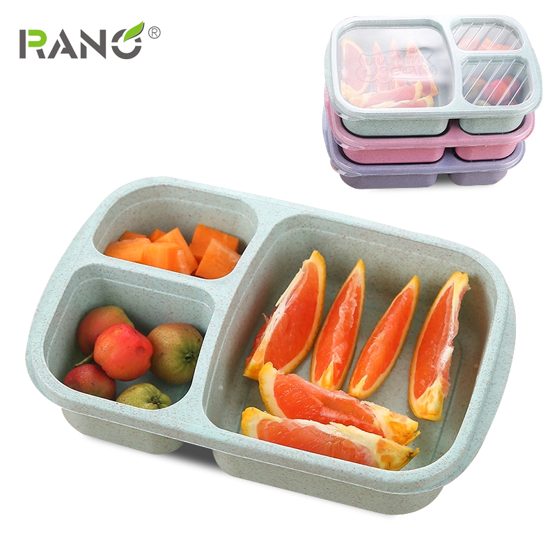 

RANO 1or 5pcs Reusable Wheat Microwave Picnic SuShi Fruit Storage Boxes Case Container Organizer Lunch Bento Box Container