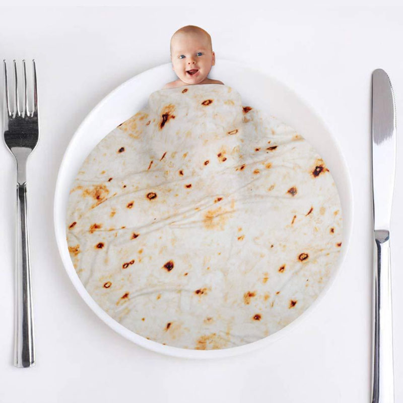 

Burrito Tortilla Blanket Flannel Blanket For Bed Fleece Throw Funny Plush Soft Round Blankets Sofa Bedspread Fur