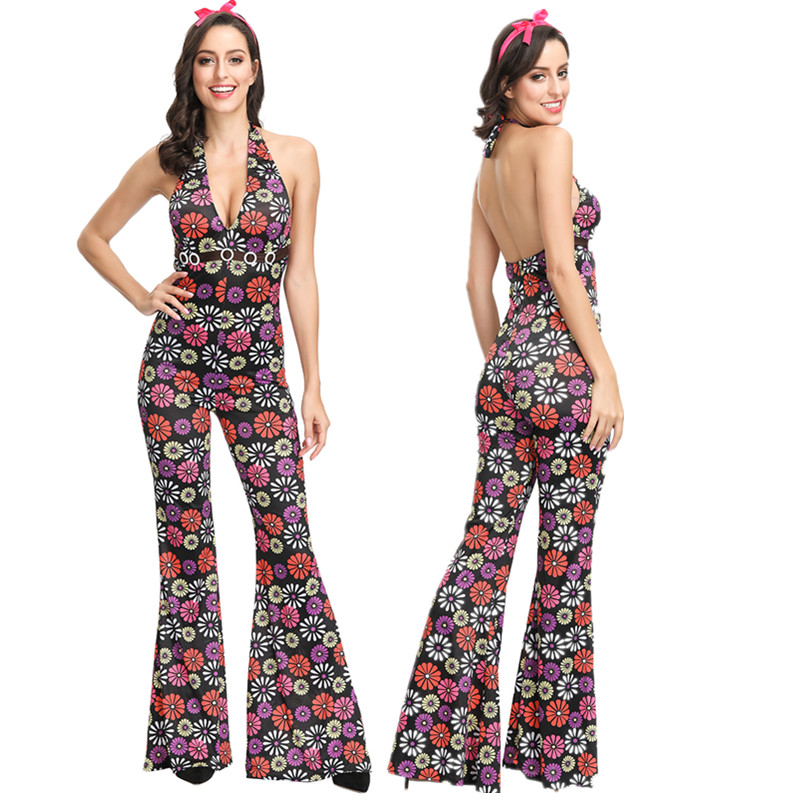 

Theme Costume 60s 70s Retro Hippie Vintage Go Girl Disco Costumes Game Uniform Carnaval Party Nightclub, As pic