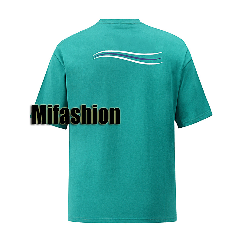 

2020 Europe Spring Summer Stylish France Paris Wave Line Tshirt Fashion Men Women Short Sleeve T Shirt Casual Streetwear Cotton Tee, Green