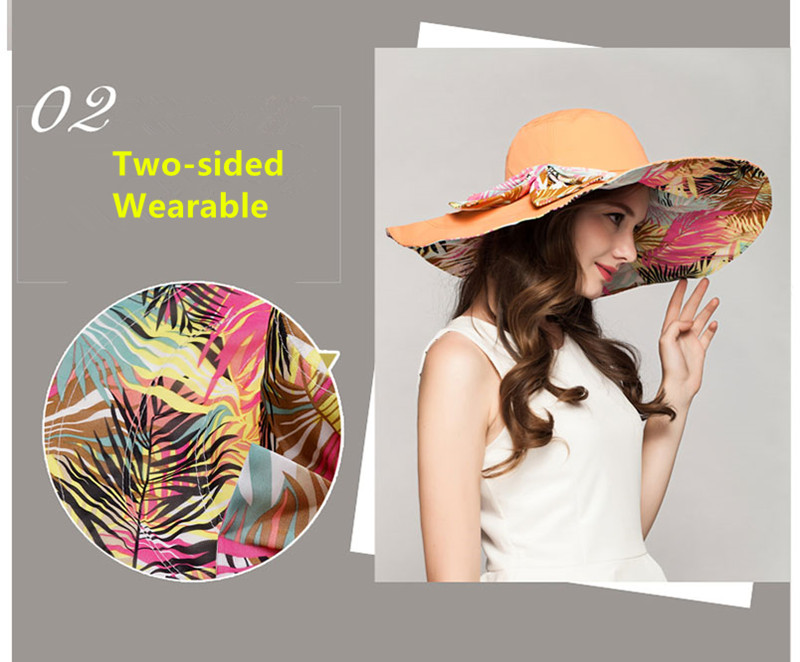 Femme Chapeau Été Plage Grande Pliable Visière Ventilation Cap doublesided Wearable
