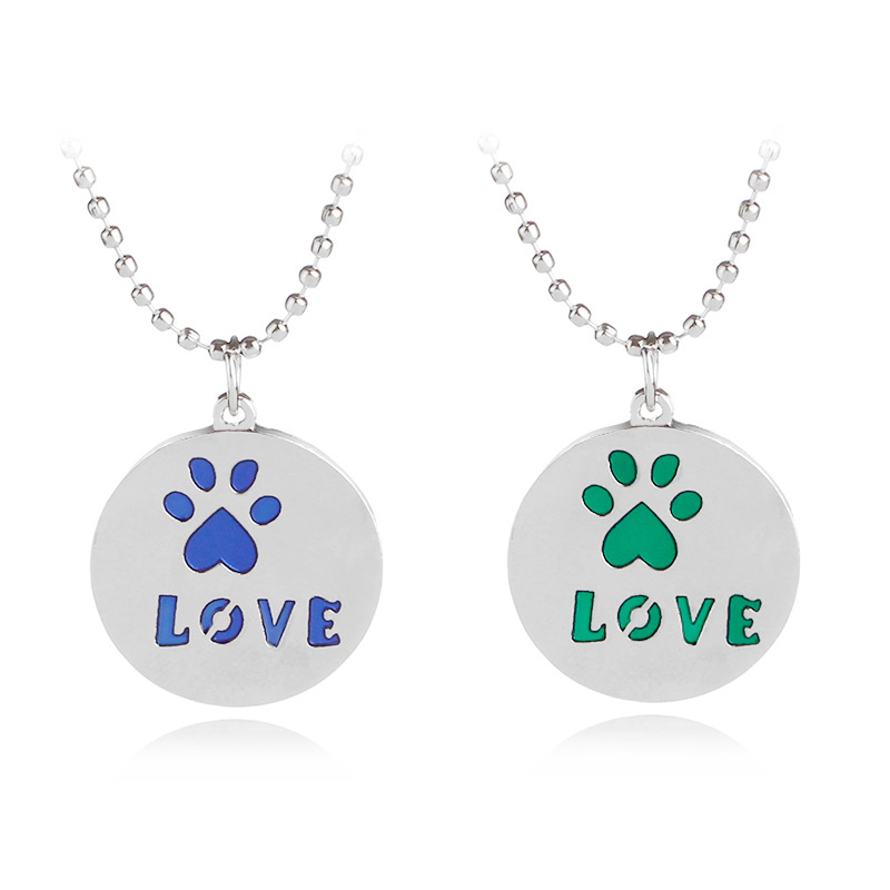 

Dog Cat Paw Love Letter Pendant Necklace Best Friends Pet Jewelry for Women Children Free Shipping