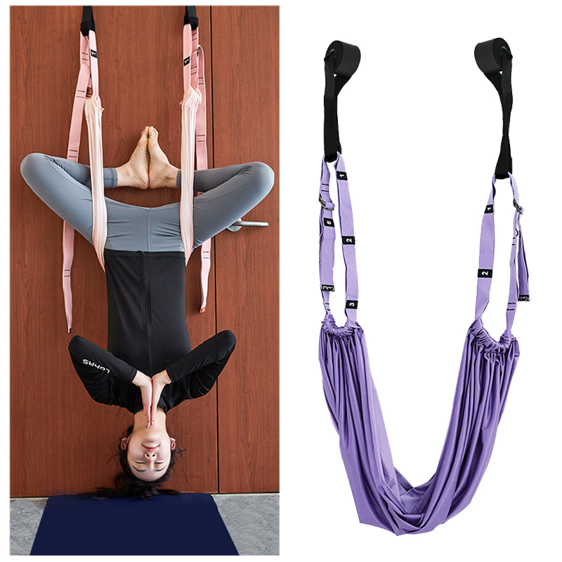 

200kg Load Aerial Yoga Set Decompression Hammock Stretch Belt Lower Waist Trainer door Double chuck Handstand Inverted Rope, Green