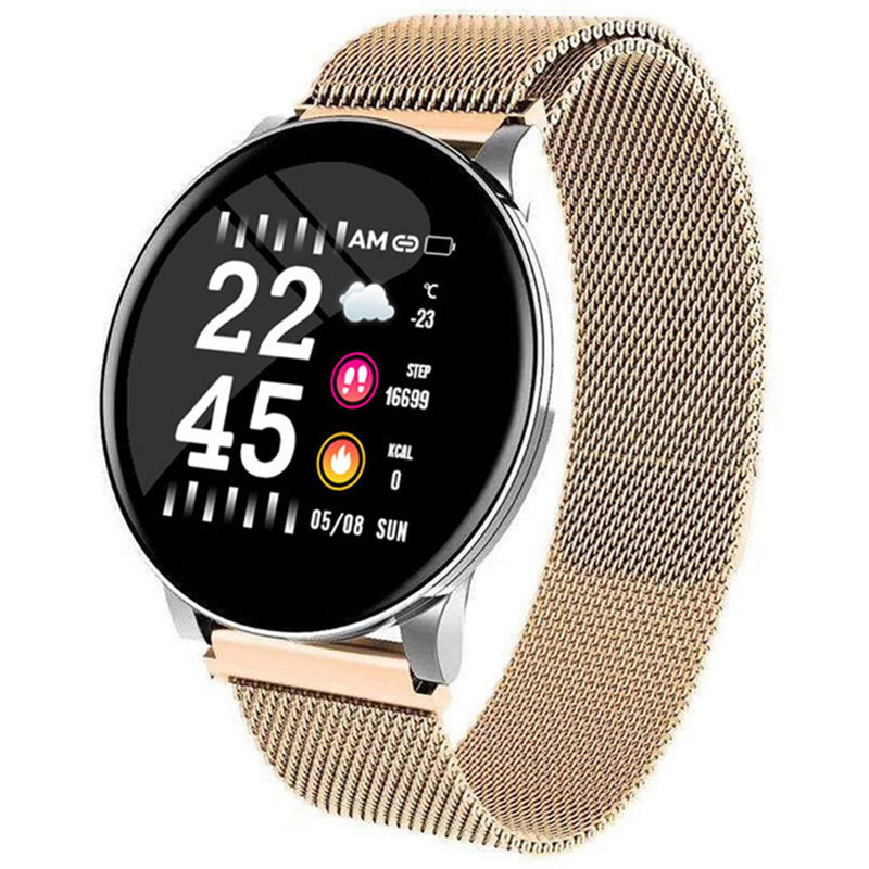 

W8 Smart Watch Waterproof Men Women Blood Pressure Heart Rate Activity Tracker Pedometer Sport Fitness Smart Watches Stainless Steel Strap