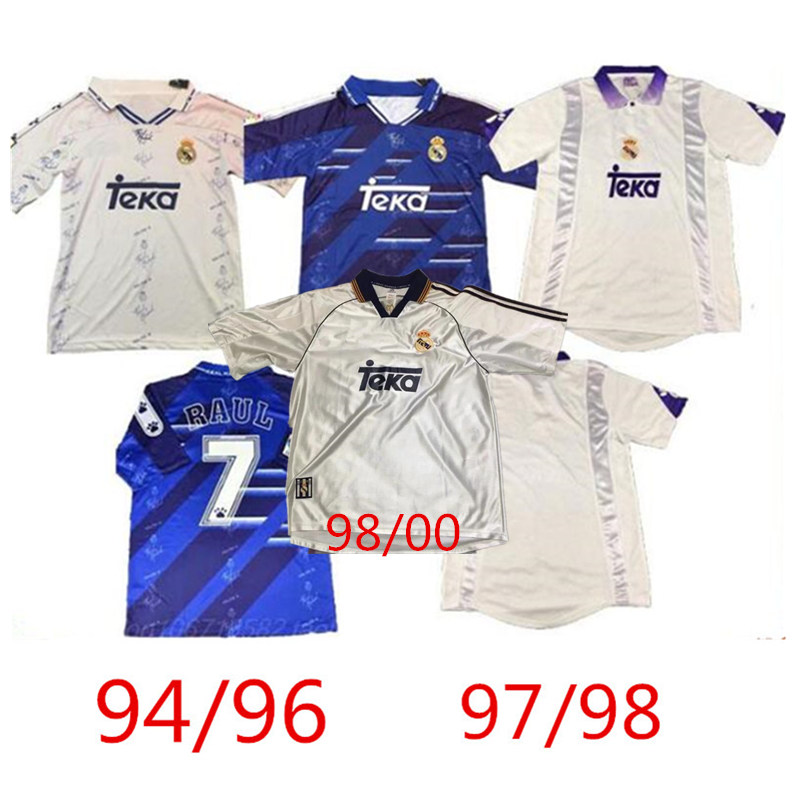 

94/96 Real Madrid Retro version 98/2000#7 RAUL soccer jersey 97/98 HIERRO REDONDO SUKER SEEDORF Soccer shirt #6 REDONDO football uniform, 98/00