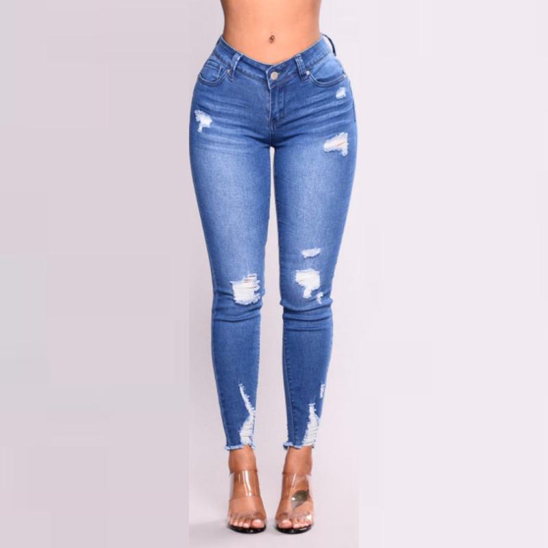 Women Jeans Denim For Women 2019 Plus Size Jeans High Waist Hole Leggings Skinny Slim Fitness Pants Female Trousers