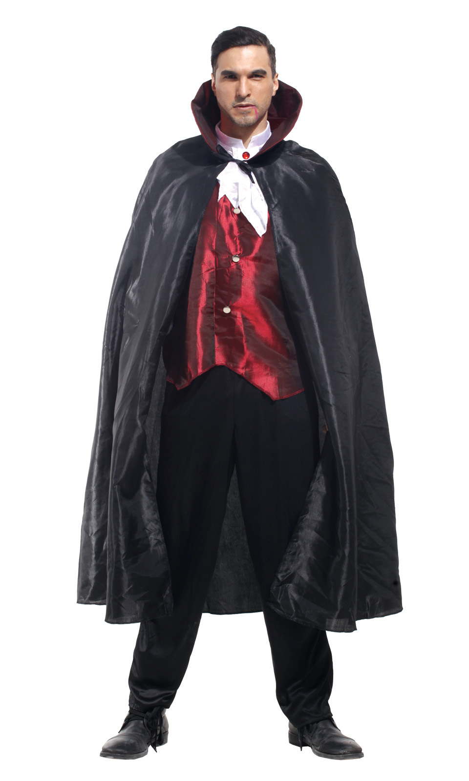 NUOVO Deluxe lungo mantello di velluto Vampiro Dracula Halloween Costume Mantello