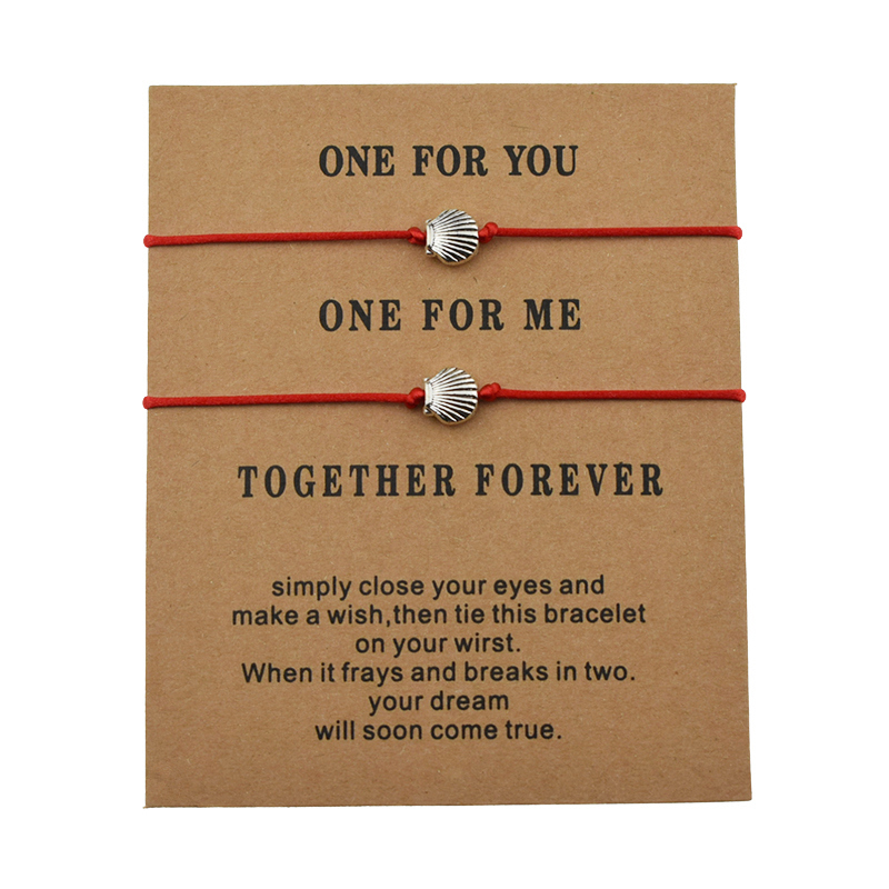 

2pcs/set Handmade Beach Fashion Red String Conch Seashell Charm Bracelets For Couple Lover Sea Shell Friendship Jewelry Gifts