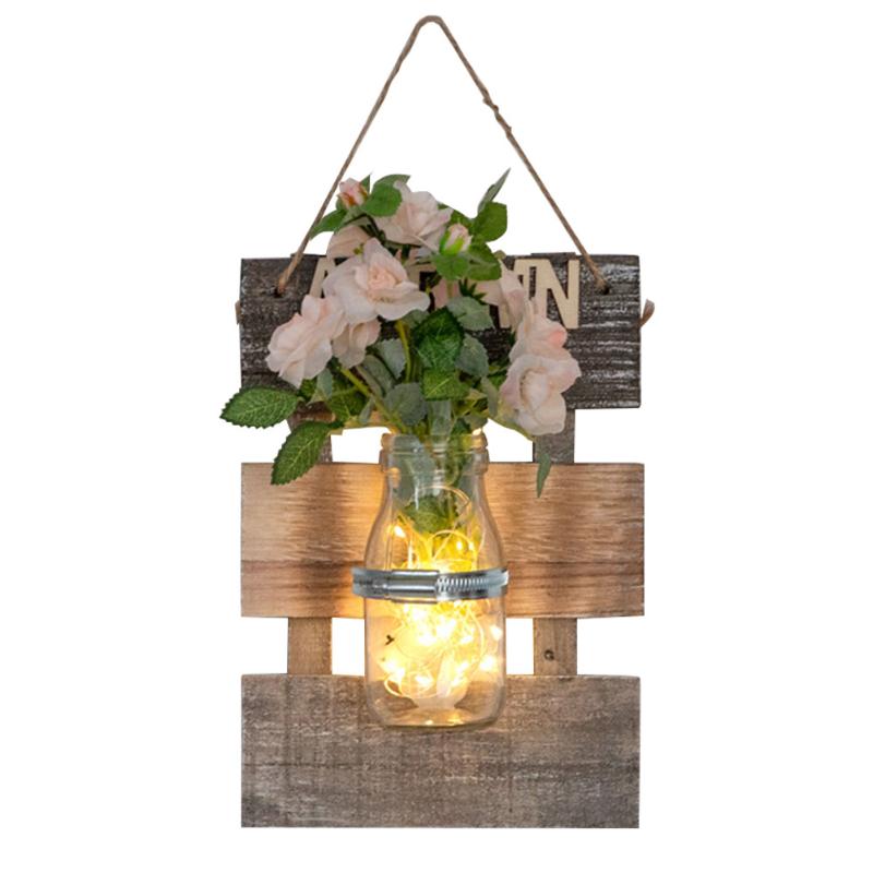 

Decorative Mason Jar Light Chain Plant Pendants Patio Battery Powered Garden Indoor Glass Bottle Romantic Wall Hanging Bedroom