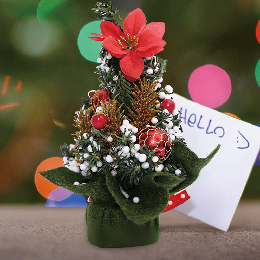 

Artificial Tabletop Holiday Christmas Tree Flower Mini Desktop Table Decoration Party Ornament for Indoor Home Office Kids Gifts