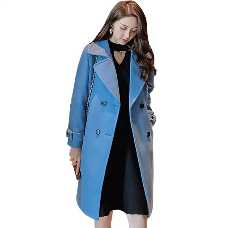 

Autumn winter wool coat new fashion women medium long outerwear new 2019 ladies korean style Double-breasted coats, Beige