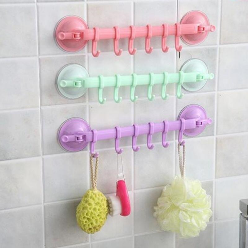 

Hooks Double Suction Cup Wall Mounted Towel Rack Hanging Hook Shelves Holder Lock Type Sucker Kitchen for Bathroom Accessories