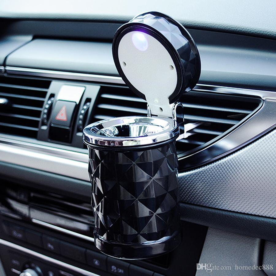 

Car Accessories Universal Luxury Portable LED Light Car Ashtray Cigarette Holder Car Styling Smoke Black White Storage Cup VT0971