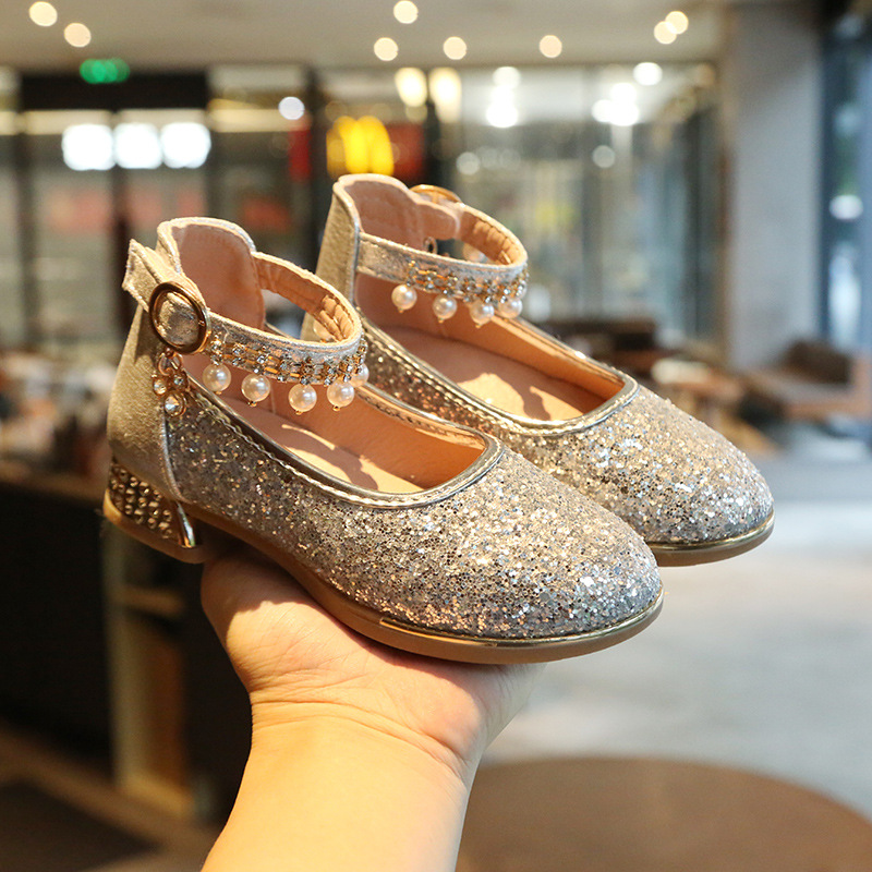 

Girls Princess Leather Shoes Sequin Crystal Shoes Fashion Comfort Students Performance Dance Kids Girls Flats Party, Pink