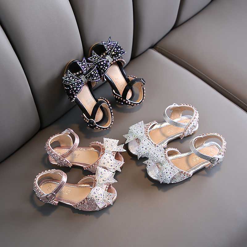 

New Summer Baby Girls Sandals KidsLeakage Toe Single Princess Sandals For Girl flat beach shoes SYY146, Syy146silver