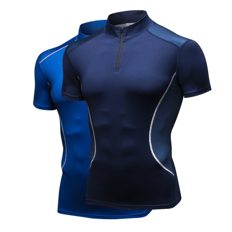 

Hotsale Daily 85% polyester 15% spandshort-sleeved summer stand-up collar routine Tops T-shirt Casual Sports Short Sleeve Toolss