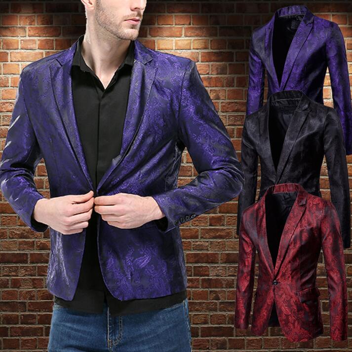 

One button embroidery flower blazer men suits designs jacket mens stage costumes for singers clothes dance star style dress B444, Black