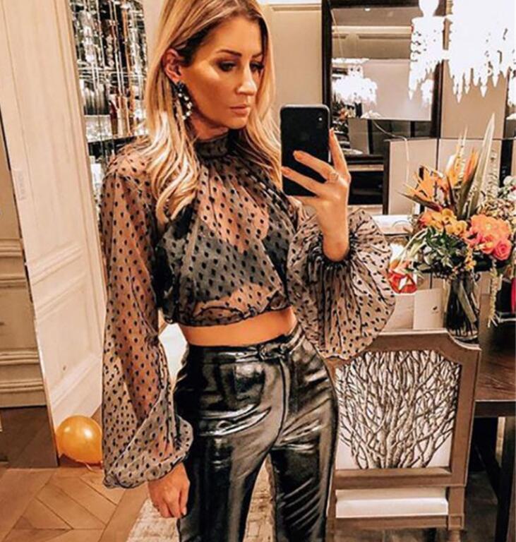 

Summer Women Designer Tshirts 2020 Spring Lady Perspective Chiffon Shirts Luxury Casual Woman Tee Shirt Tops Clothing Size -L, Black