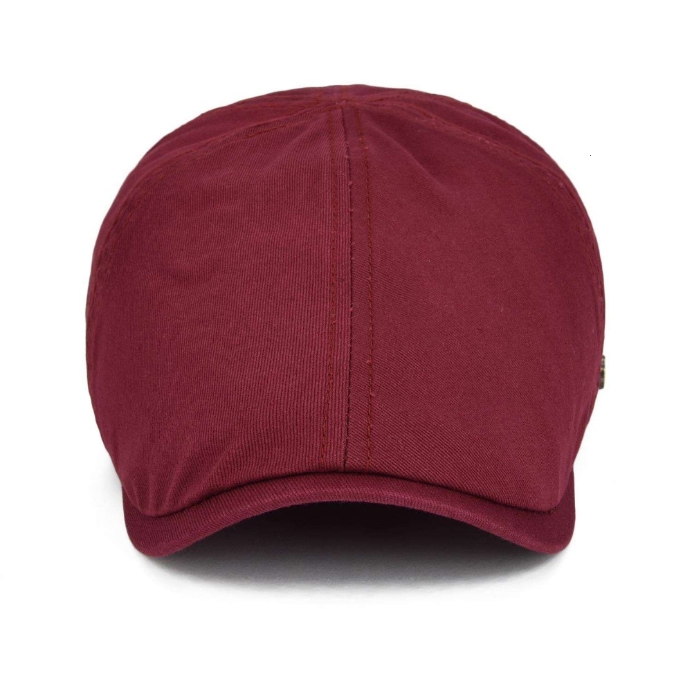 Red Summer Cotton Flat Cap Ivy Caps Men Women Burgundy Newsboy Cabbie Driver Solid Color Casual Camouflage