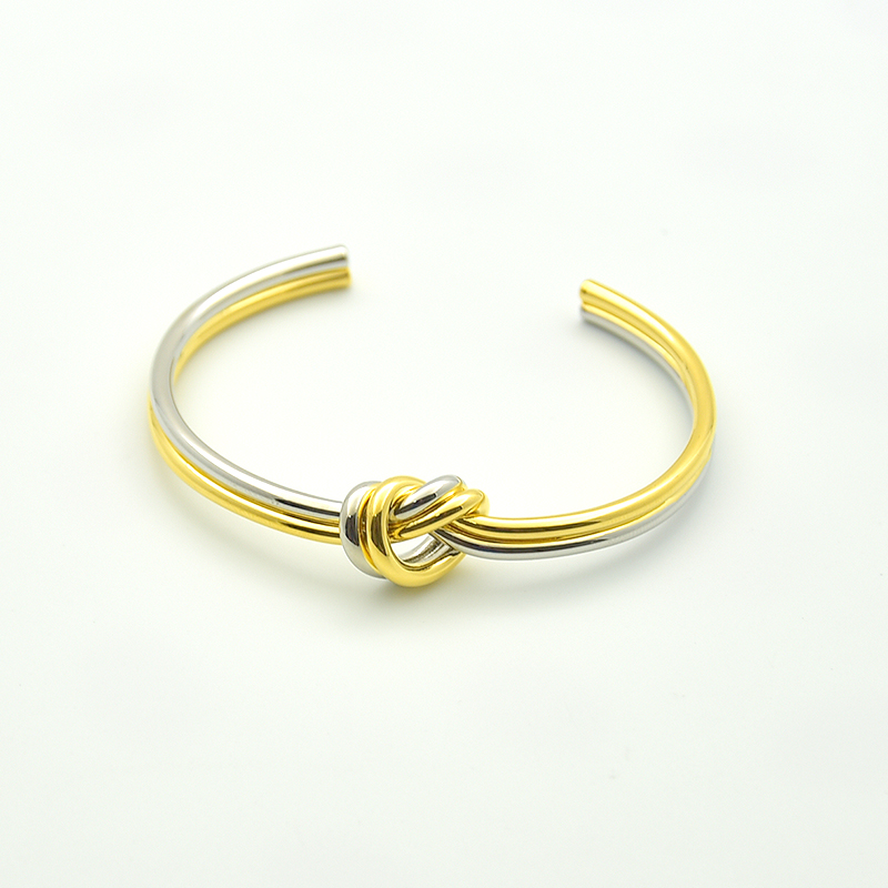 

LONDANY Two-color knotted bracelet minimalist rope knot double gold color and silver color matching opening couple bracelet