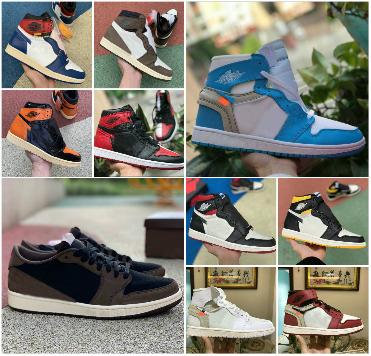 

2019 New High 1 OG MID X Travis Scotts Basketball Shoes Turbo Green Origin Story Gs Banned NRG X Union Retroes 1s Unc White Blue Low Shoes