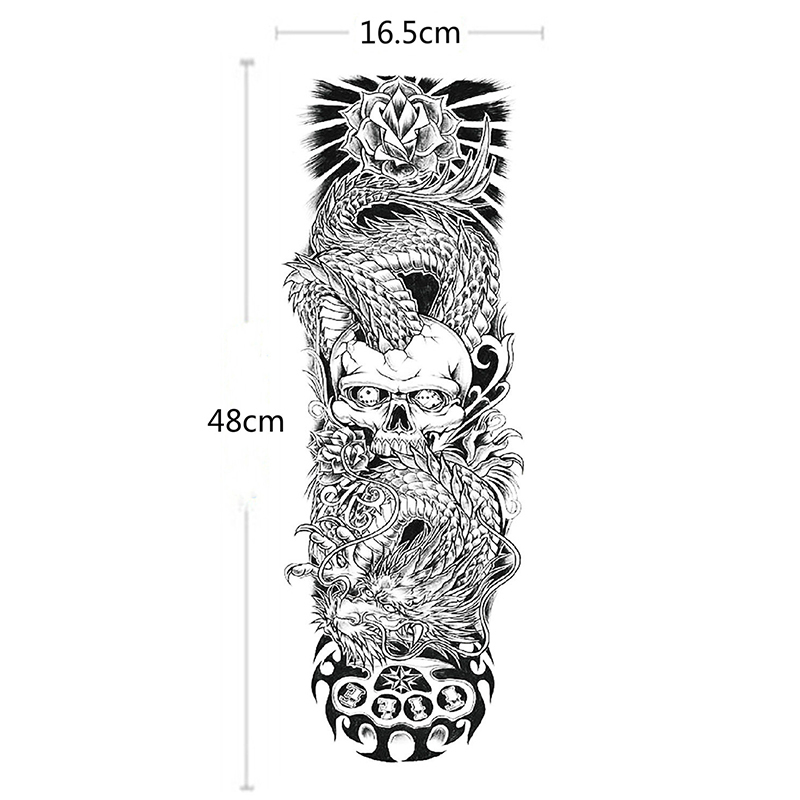Acheter 1 Pièce Pleine Fleur Bras Femmes Hommes Body Art Temporaire Autocollant De Tatouage Cool Tatouage Autocollant Rose Fleur Motif Crâne De 186