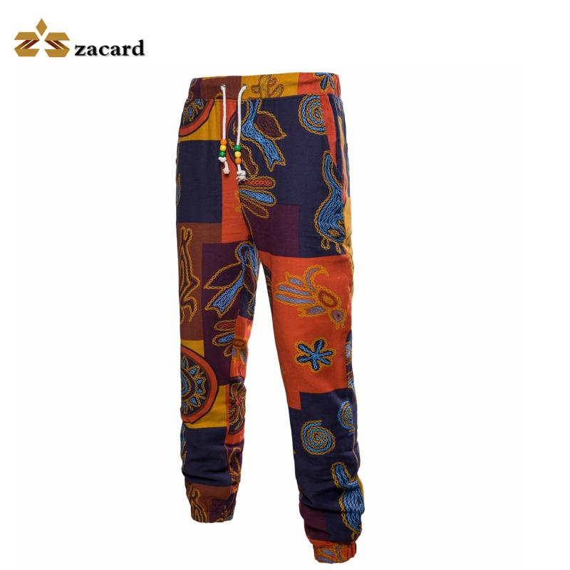 

ZACARD Mens Cotton Vintage Print Pants Fashion Trousers Joggers Casual Loose Streetwear, Court color
