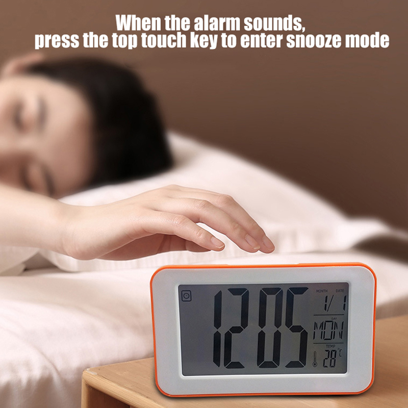 

New 1PC LCD Digital Alarm Clock Sound Touch Control Function Time Date Temperature Display for Bedroom Office