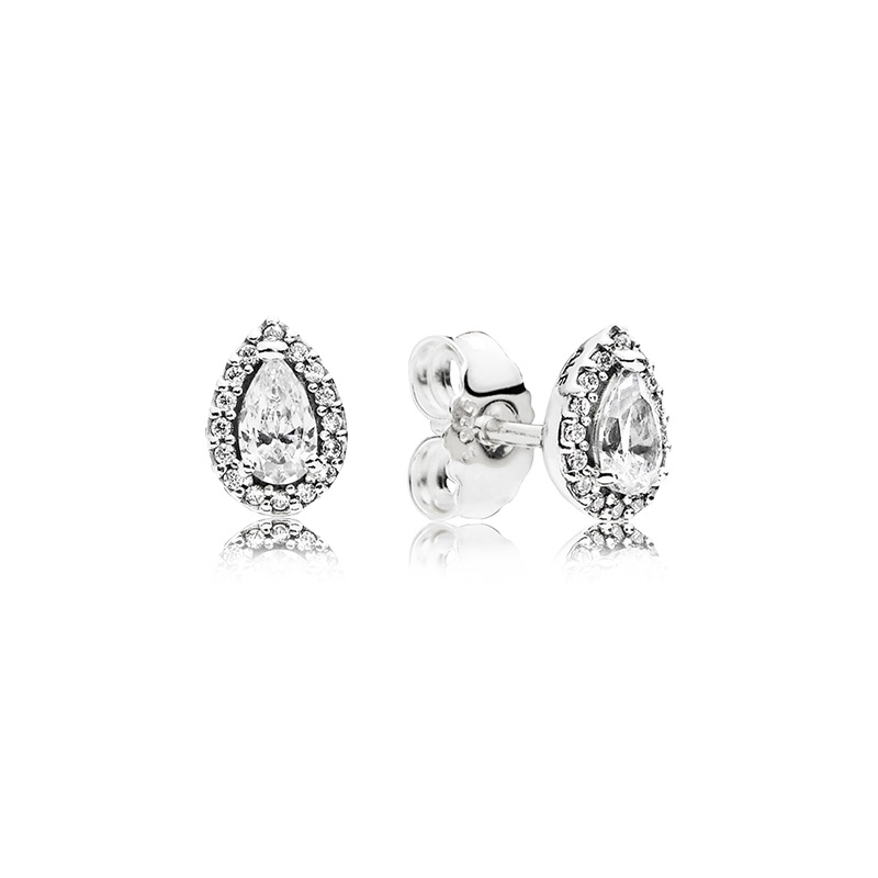 

Fashion Shiny Water Drop Earrings Luxury Designer 925 Sterling Silver CZ Diamond Original Box Set for Pandora Women's Earring