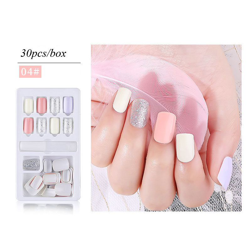 

30PCS Reusable Detachable Fake Matte Tips Press On Nail for Long False Nails Art Manicure Fake Extension Tips with Sticker Glue, White