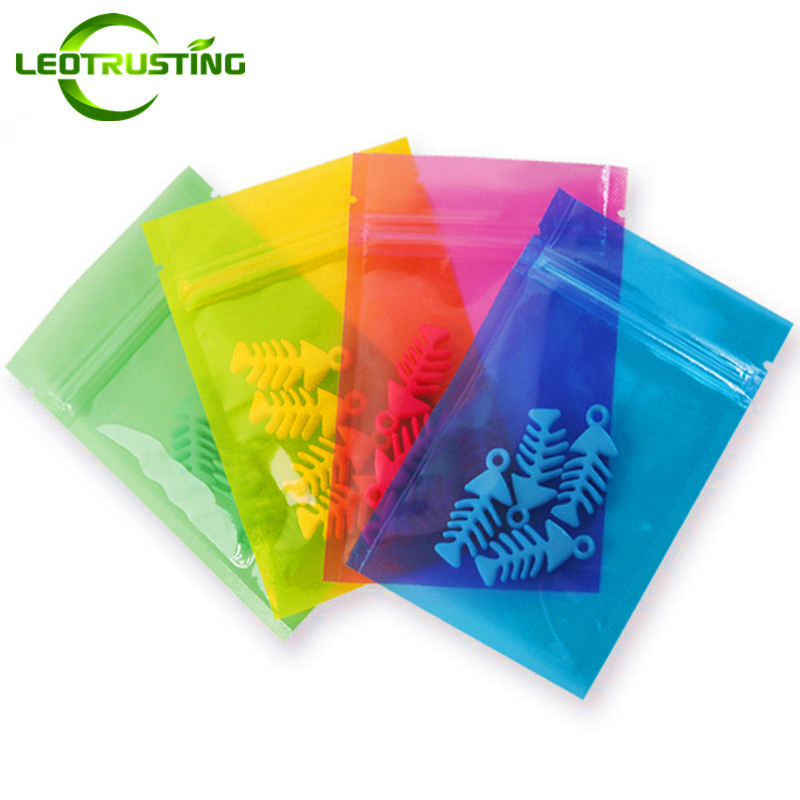 

Leotrusting 100pcs/lot 4 Colors Flat Bottom Plastic Ziplock Bag Resealable Heat Sealing Zipper Pouch Small Plastic Gift Bag Custom Support