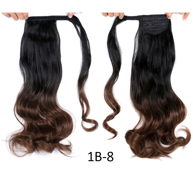 

17Inch Long Wavy Wrap Around Synthetic Clip In Ponytail 110g/pcs Hair Extension Body Wave Synthetic Pony Tail Fake Hair Heat Resistant Fiber, 10#