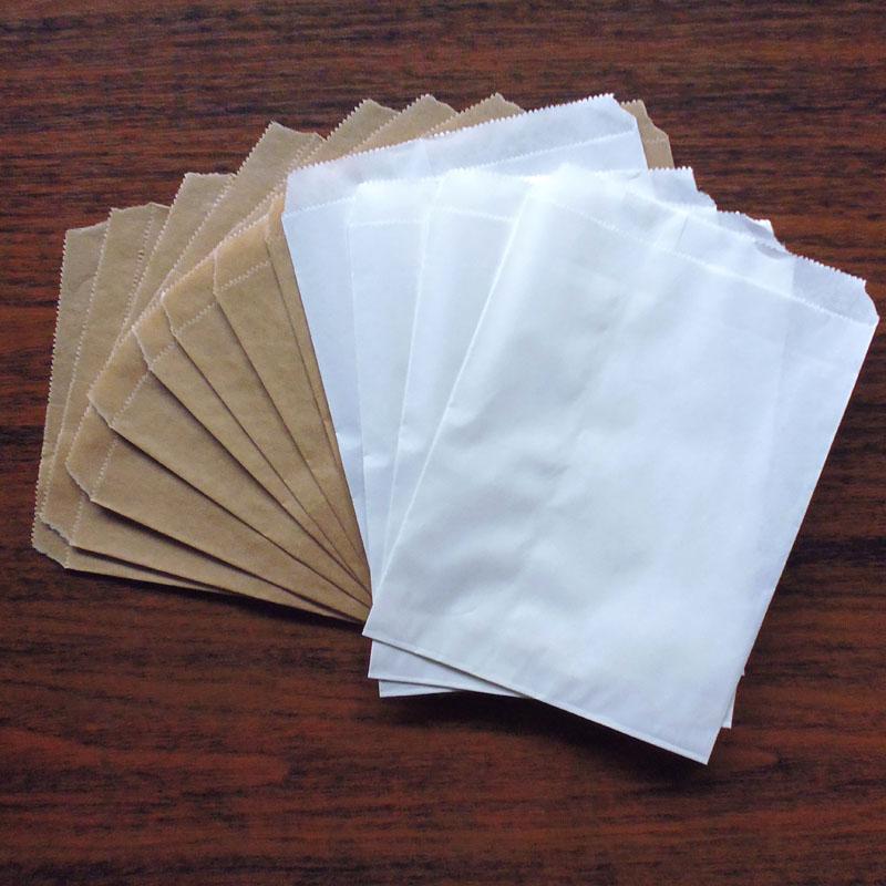 

200pcs New Kraft and White Solid Color Party Favor Bags, Bitty bag,Kraft Paper Gift Bag 5"x7" (13x18cm)
