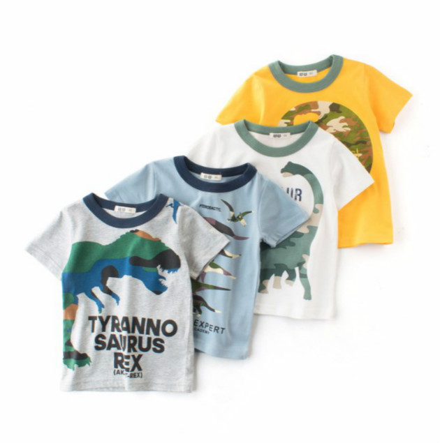 

Children Designer T Shirts Boys Fashion Dinosaur Printed T Shirts Kids Brand Casual Breathable Short Sleeve Tees Tops Child 2020 Clothing, Gray