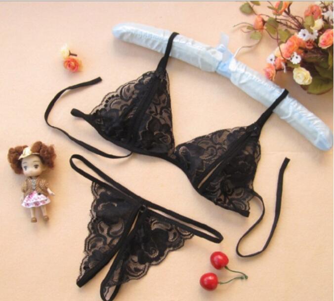 

three-point lingerie sexy underwear lace Erotic love girly women's 2 piece suit seductive G-Strings sexy lingerie briefs transparent, White
