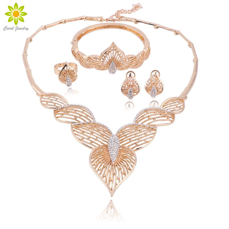 

African Dubai Gold/Silver Plated Jewelry Nigerian Crystal Necklace Earrings Women Bridal Jewelry Sets Wedding Accessories, As pic