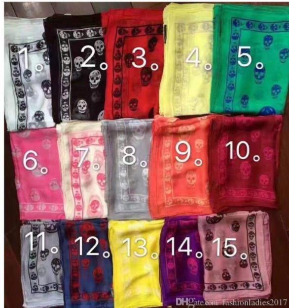 

71 colors skull scarf for women and men Good quality 100% pur silk satin fashion women scarves pashmina shawls