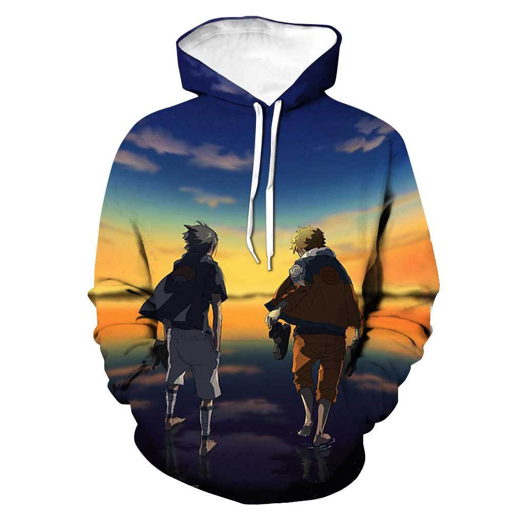 

2019 hot sale New 3D printing character anime Naruto hooded drawstring fashion sweater pullover loose patch pocket sweatshirt, 16