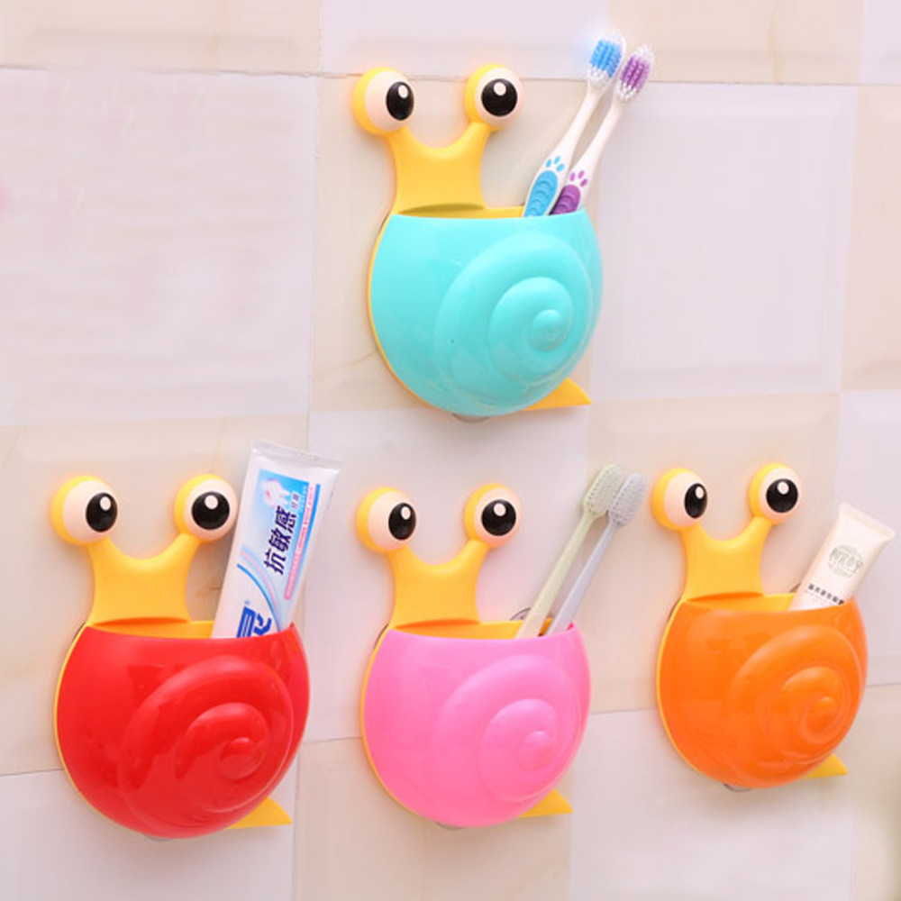 

Bathroom Sets Cute Cartoon Sucker Hook Toothbrush Holder Snail Bathroom Set container Wall Tooth Brush Toothbrush Holder free shipping hot
