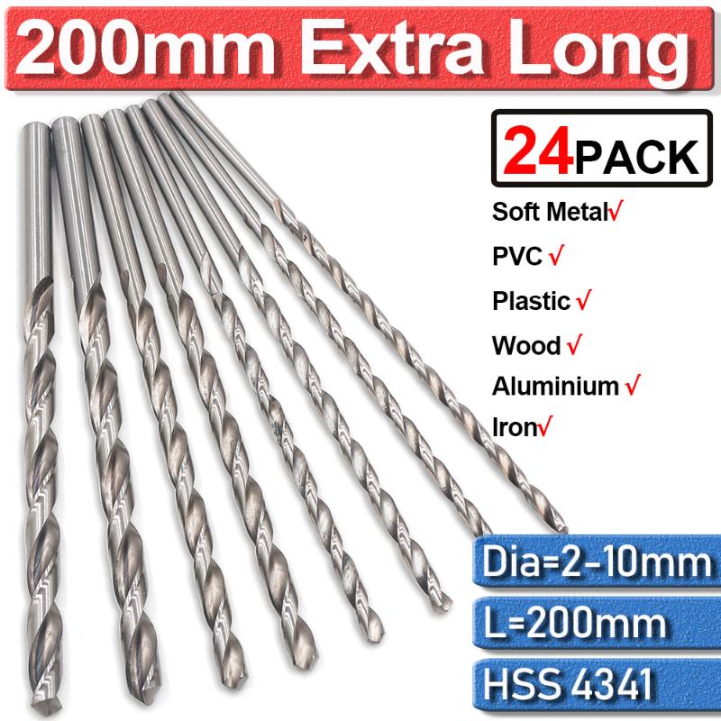 

For Metal Drilling Twist Drill Bits Extra Long 2/3/4/5/6/7/8/9/10mm HSS Extra Long Drill Bit High Speed Steel 200mm Woodworking