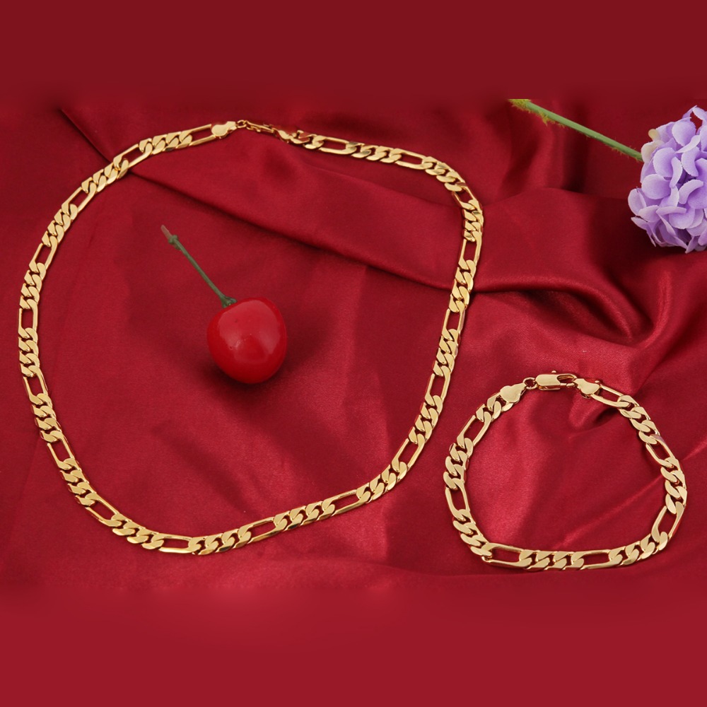 

Bangrui 50cm & 7mm Wholesale fashion jewelry Yellow Color chain and bracelet jewelry sets men brazilian style necklace bracelet, Silver