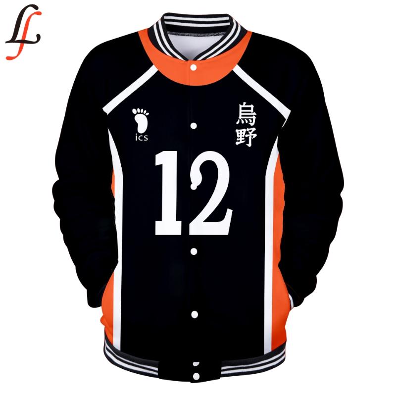 

Volleyball boy character baseball jacket long-sleeved fashion 3D printing digital printing ladie / men college sportswear jacket