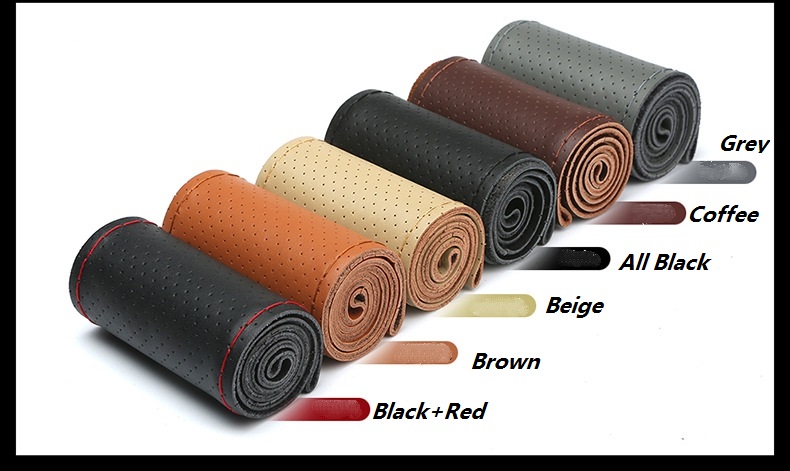 

DIY Car Braid Leather Steering Wheel Cover 38CM Universal Size Black etc. Color