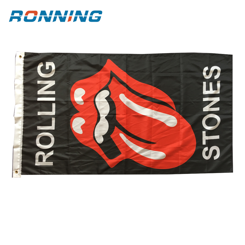 

150x90cm 3X5FT Custom Rolling Stone Flag High Quality Hanging National Make Your Own Flags Banners, free shipping, indoor outdoor