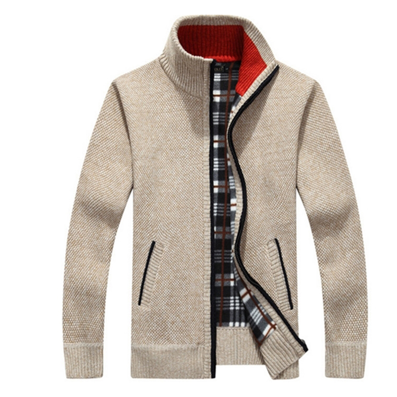 New 4xl 5xl Mens Fleece Sweate Autumn Winter Warm Cashmere Slim Fat Wool Zipper Casual Sweater Men Knitted Coat Af1383 T200506