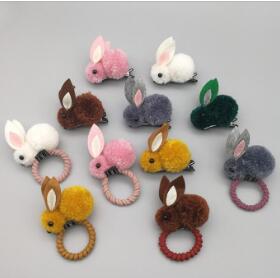 

Headband Rabbit Ears Hairband Scrunchies 3D Fluffy Hairpin Girls Ponytail Hair Holder Elastic Hair Ties Ring Headwear Cute Barrettes C7105, Remark your colors