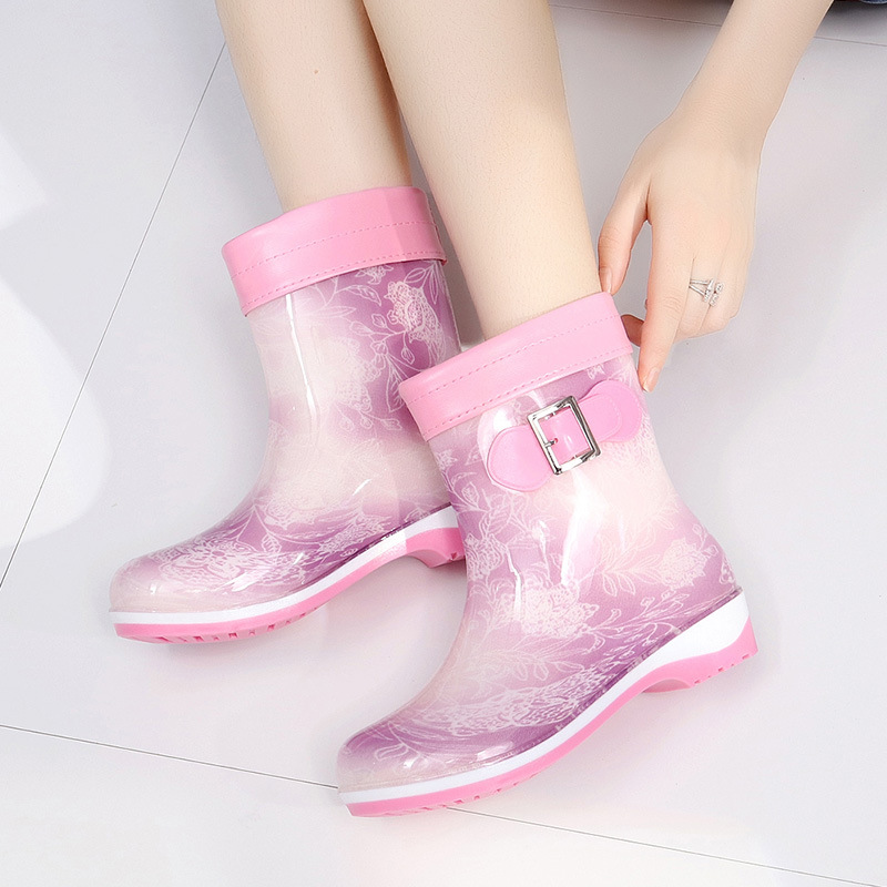 

Hot Sale- cute rain boots winter warm half boots casual big size 36-41 waterproof jelly rubber shoes slip on ladies female work footwear, Purple four seasons